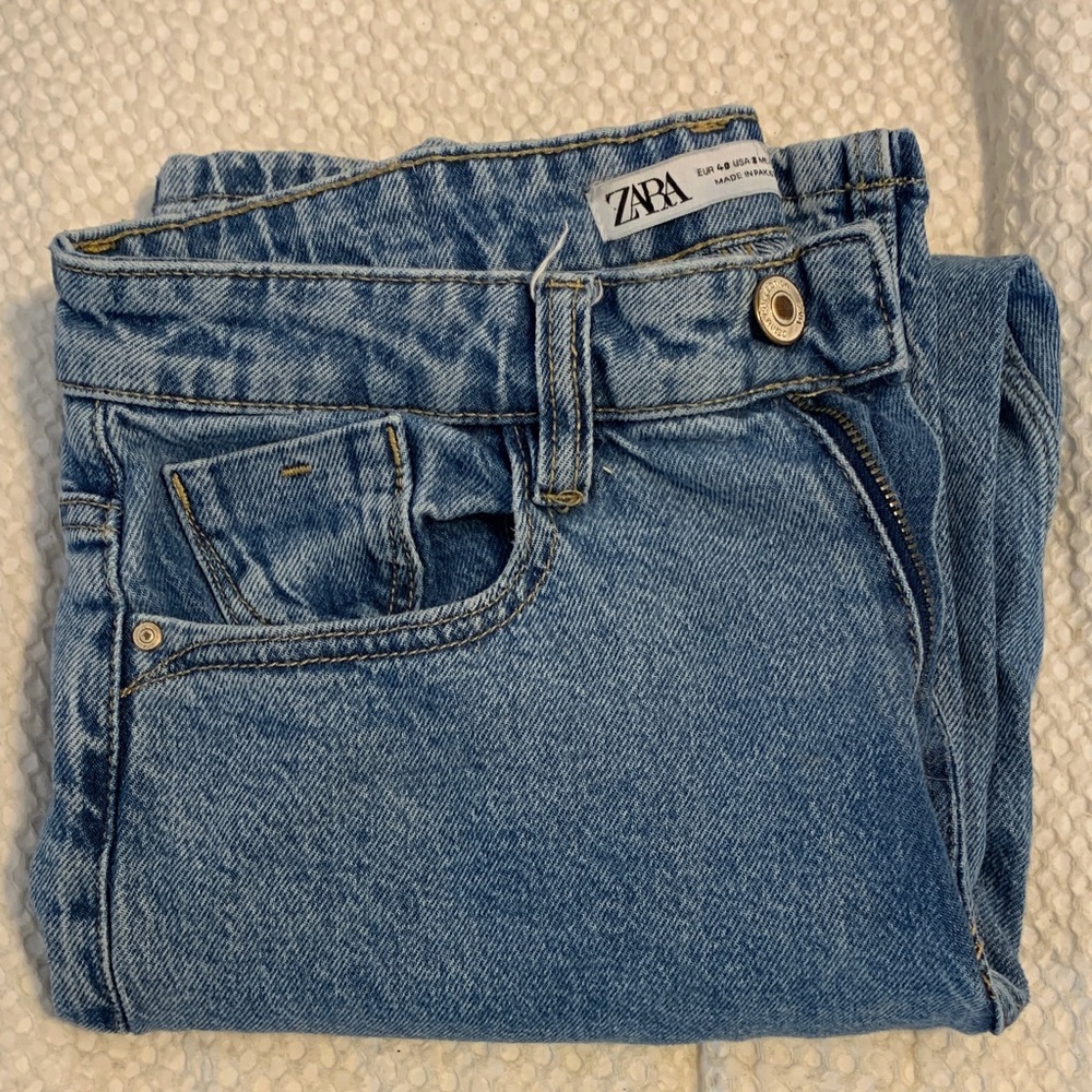 Zara Medium Blue Denim Jeans with Button Fly